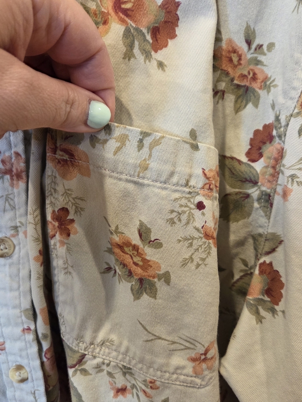 Vintage Route 66 Floral Cotton Button Down Shirt XL 90s Cottagecore - Picture 3 of 10